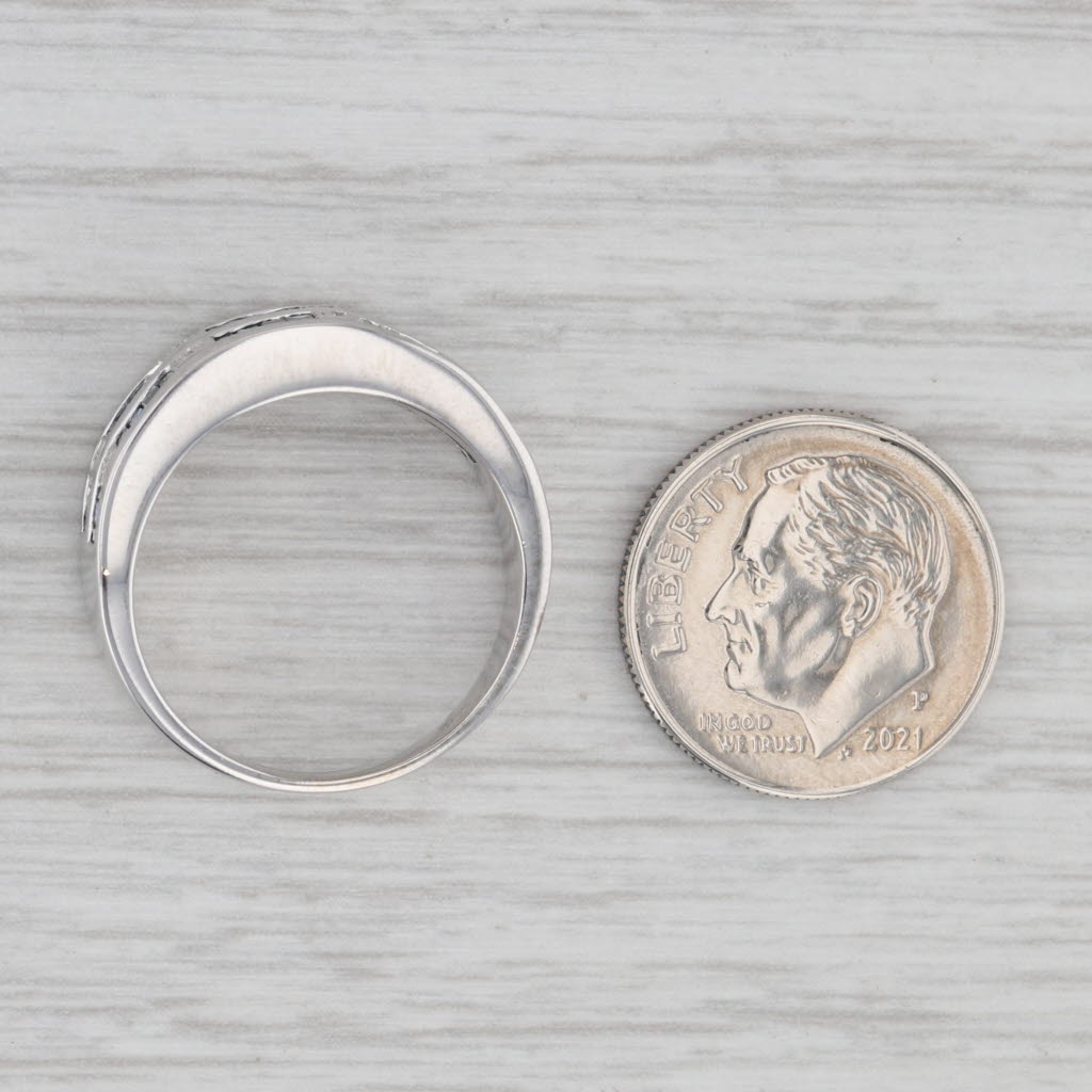 Gray 0.66ctw Blue White Diamond Ring 14k White Gold Size 7 Wedding Anniversary Band