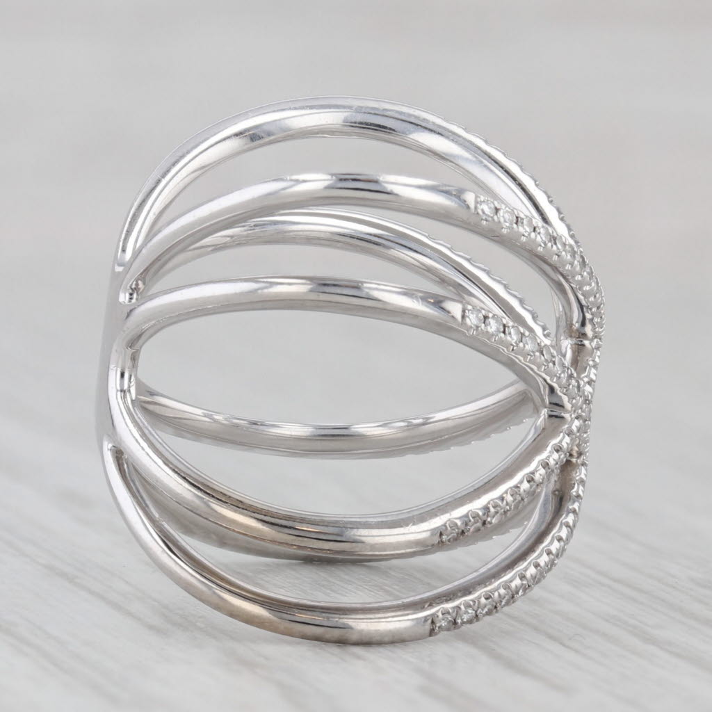 Gray 0.23ctw Diamond Multiband Overlay Ring 14k White Gold Size 6 Shy