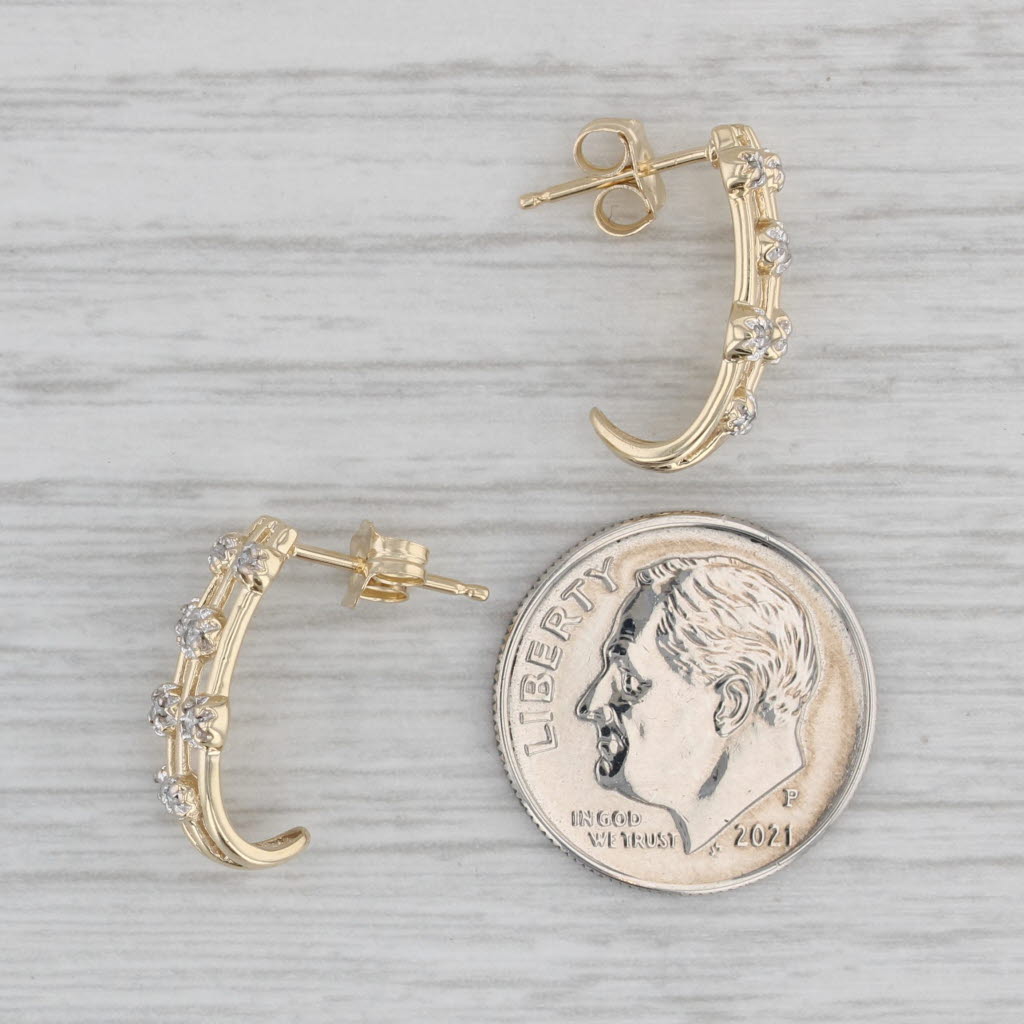Gray Diamond Accented J-Hook Earrings 14k 10k Yellow Gold Drops