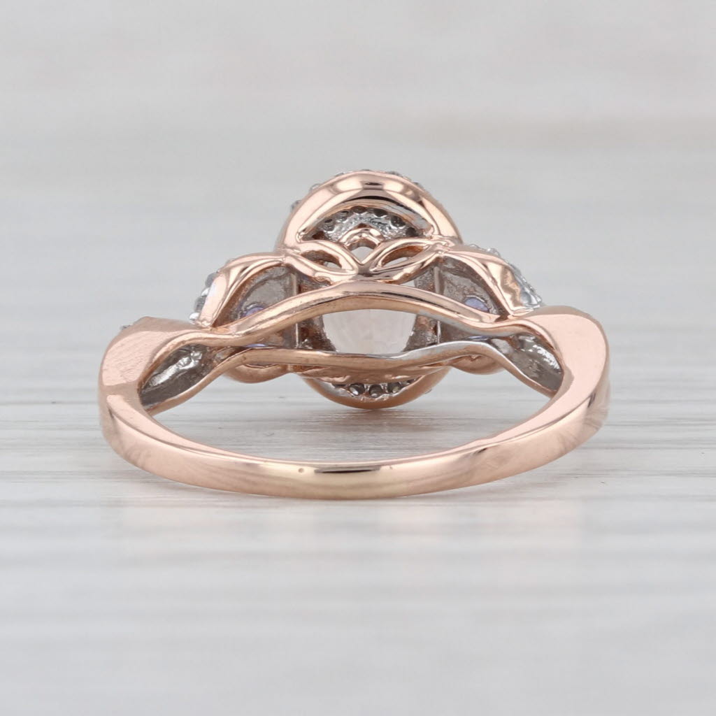 1.19ctw Morganite Diamond Halo Tanzanite Ring 10k Rose Gold Size 5 Engagement