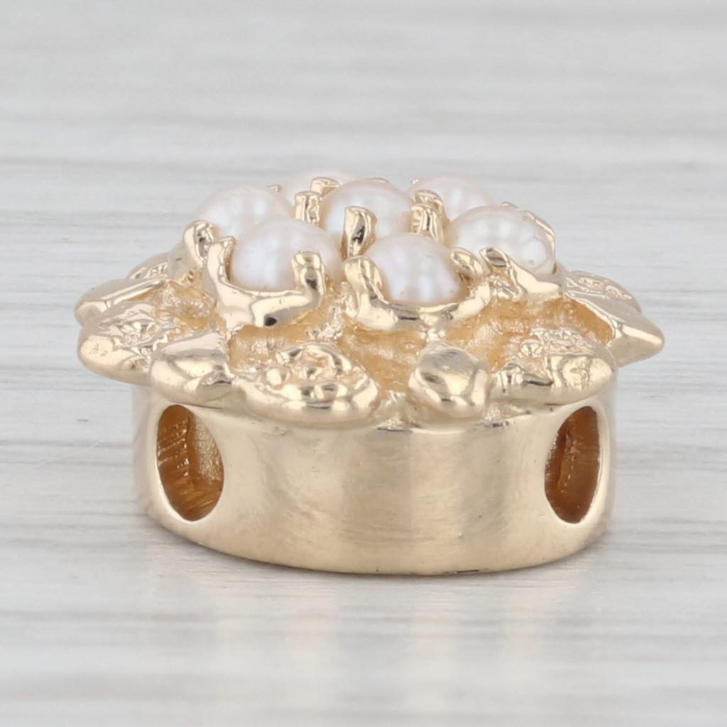 Light Gray Richard Klein Cultured Pearl Cluster Flower Slide Bracelet Charm 14k Yellow Gold