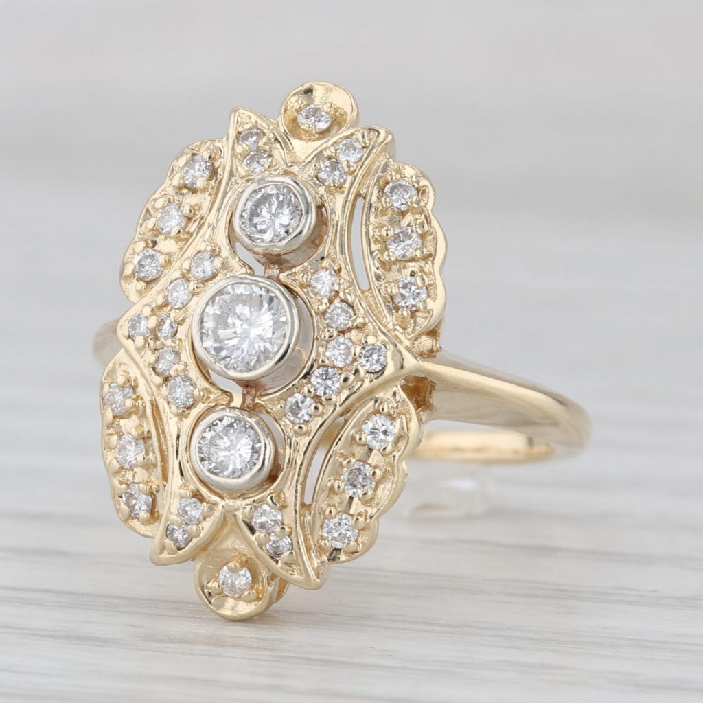 Vintage 0.56ctw Diamond Princess Ring 14k Yellow Gold Size 6