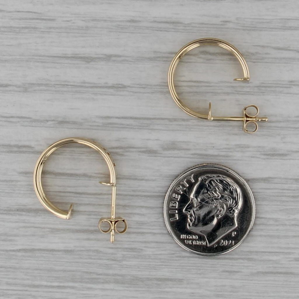 Greek Key Hoop Earrings 14k Yellow Gold Round Hoops