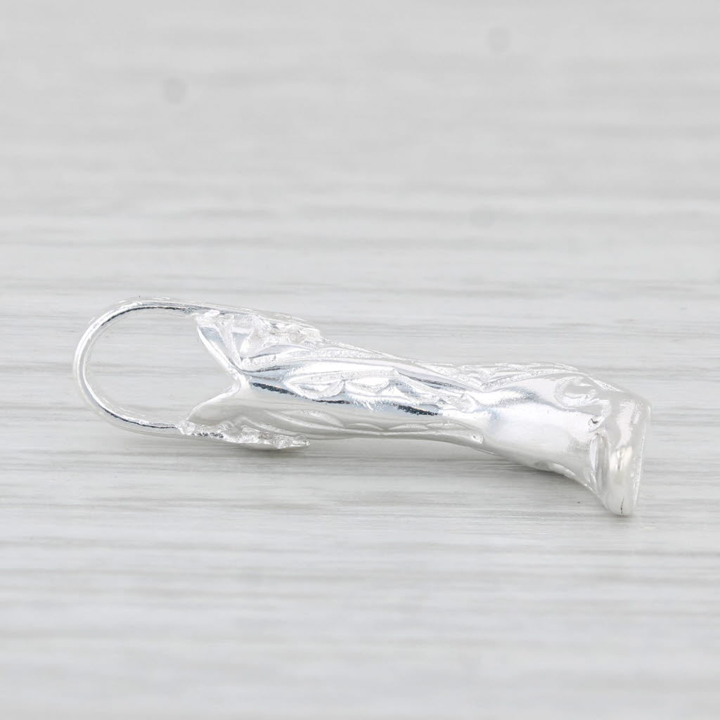 Light Gray New Cowboy Boot Pendant Sterling Silver Western Charm