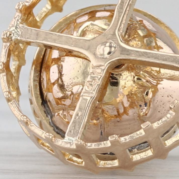 Vintage You Are My World Globe Charm 14k Yellow Gold Pendant Spins 3D