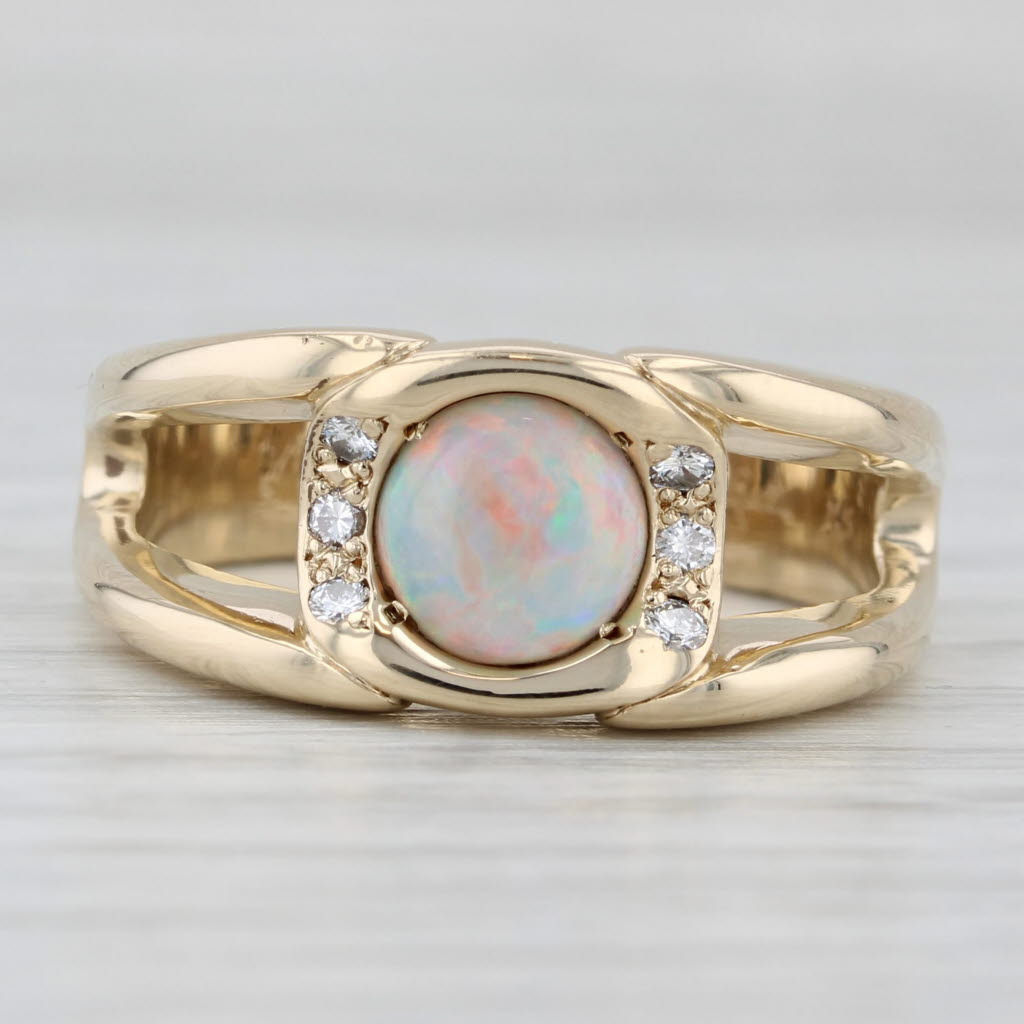 Light Gray Debella Opal Diamond Ring 14k Yellow Gold Size 9