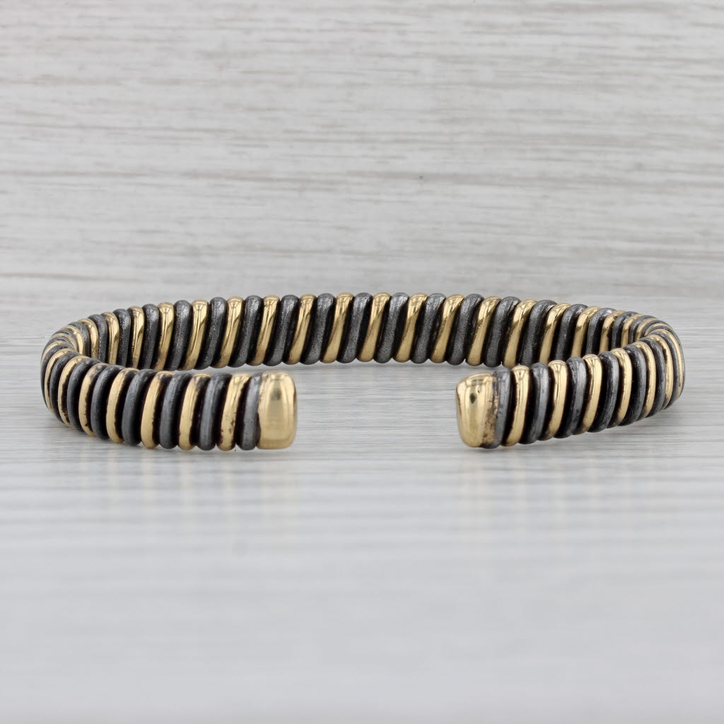 Gray Gucci Cuff Bracelet 18k Gold Mixed Metal Italian Designer