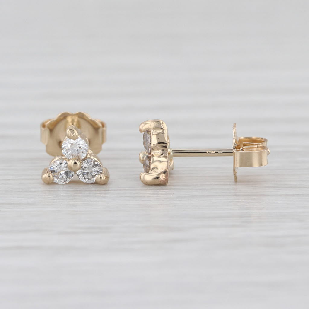0.24ctw 3-Stone Diamond Stud Earrings 14k Yellow Gold Studs