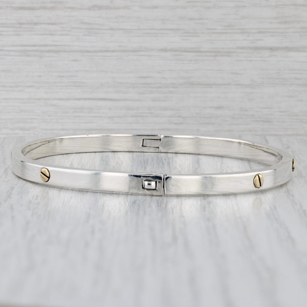 Gray Nail Head Bangle Bracelet Sterling Silver 7.25" 4.2mm Taxco Mexico