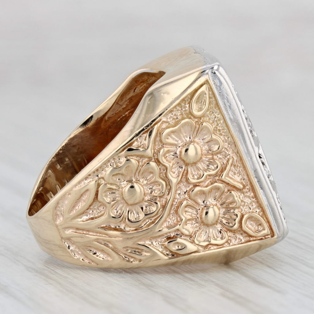 Gray 0.72ctw Diamond Ring 14k Gold Floral Cocktail Size 6