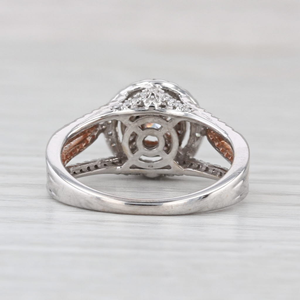 0.58ctw Diamond Halo Engagement Ring 14k White Rose Gold Size 7 Cathedral