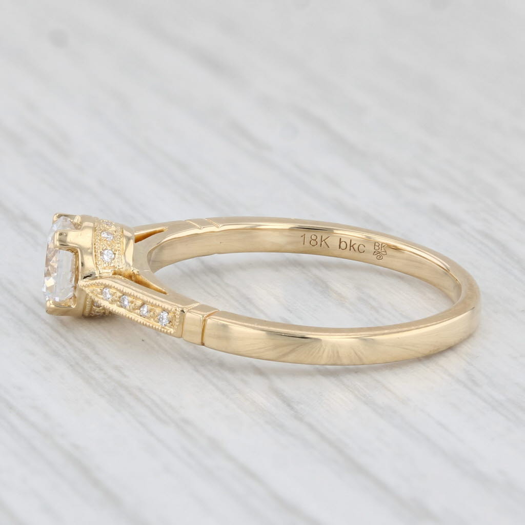 Light Gray New Beverley K Round Semi Mount Engagement Ring 18k Yellow Gold Diamond Sz 6.75