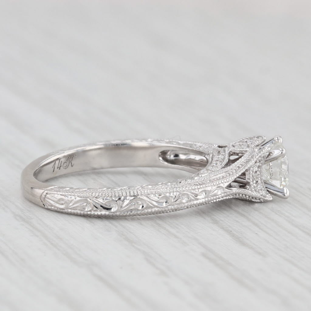 Light Gray Neil Lane 0.68ctw Round Diamond Engagement Ring 14k White Gold Cathedral GIA