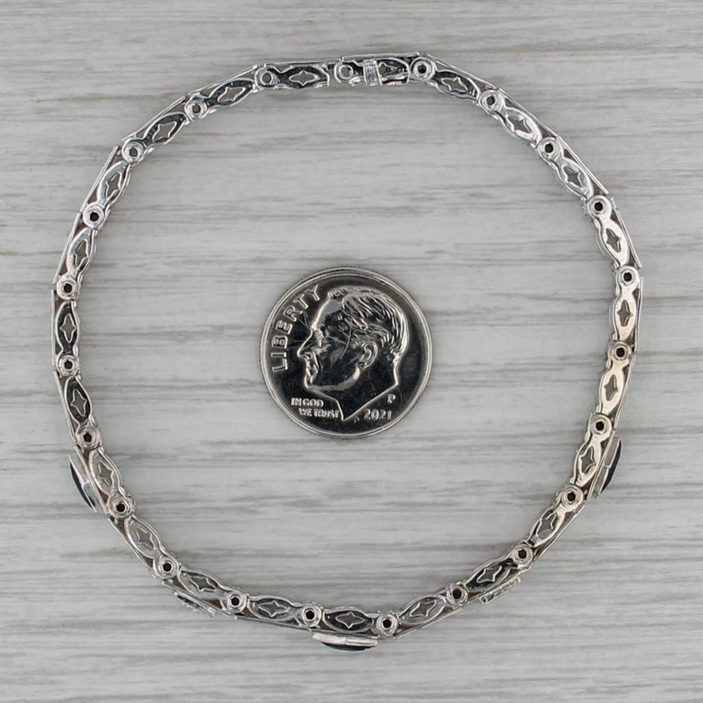 Vintage Diamond Filigree Bracelet 14k White Gold 6.5" 5.2mm