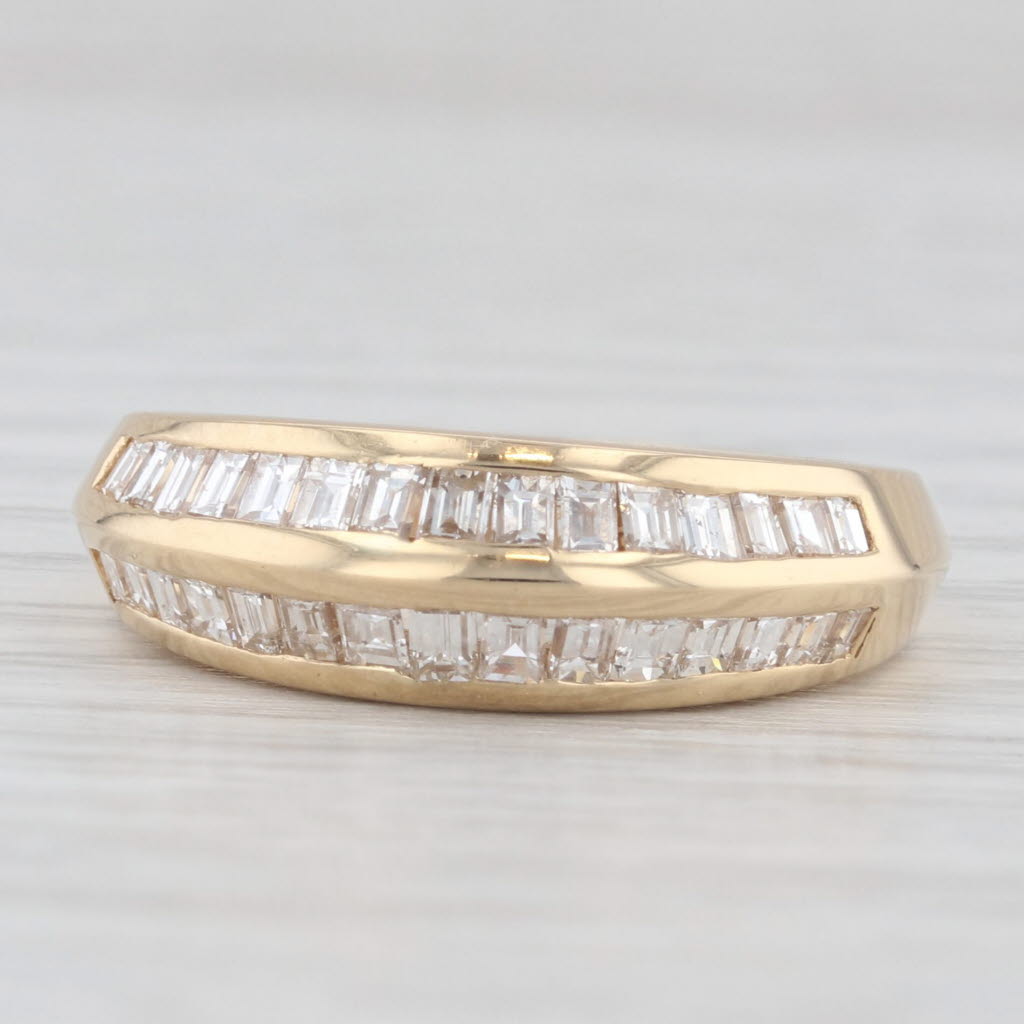 Light Gray 1.04ctw Diamond Beveled Wedding Band Size 6.5 14k Yellow Gold Anniversary Ring