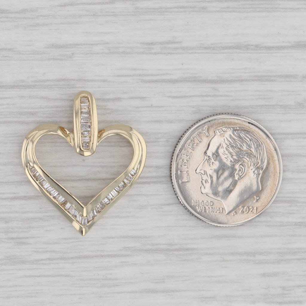 Gray 0.30ctw Diamond Open Heart Pendant 10k Yellow Gold