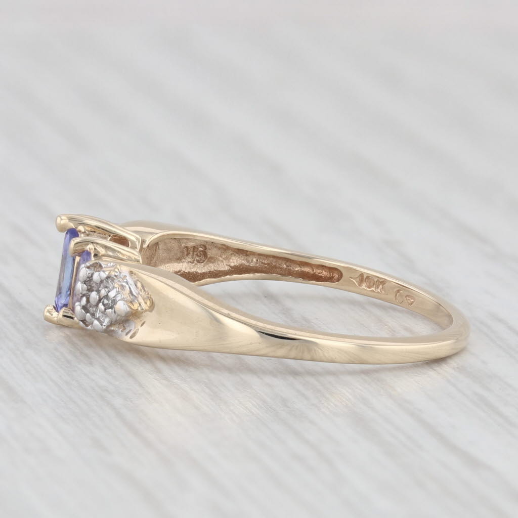 Light Gray 0.25ctw Tanzanite 3-Stone Ring 10k Yellow Gold Size 7 Diamond Accents