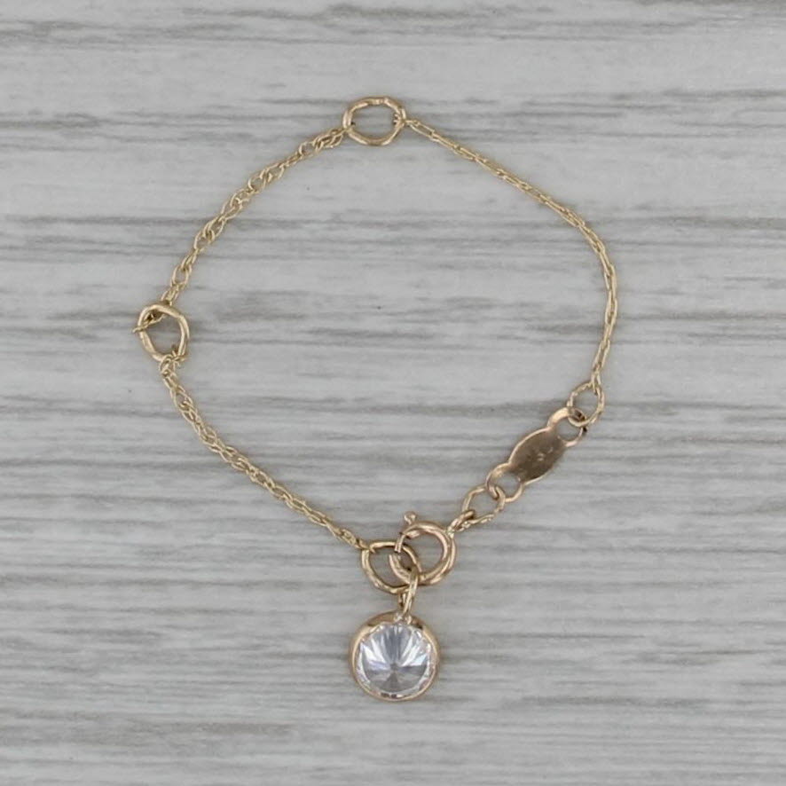 Cubic Zirconia Charm Extension Chain for Bracelet Necklace 14k Gold Findings