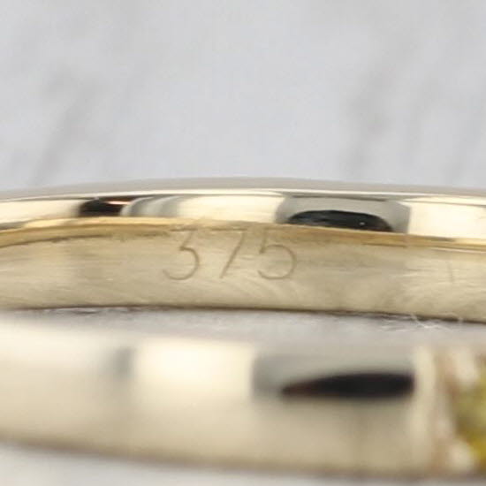 0.51ctw Yellow Diamond Ring 9k Yellow Gold Size 6.25 Stackable Wedding Band COA