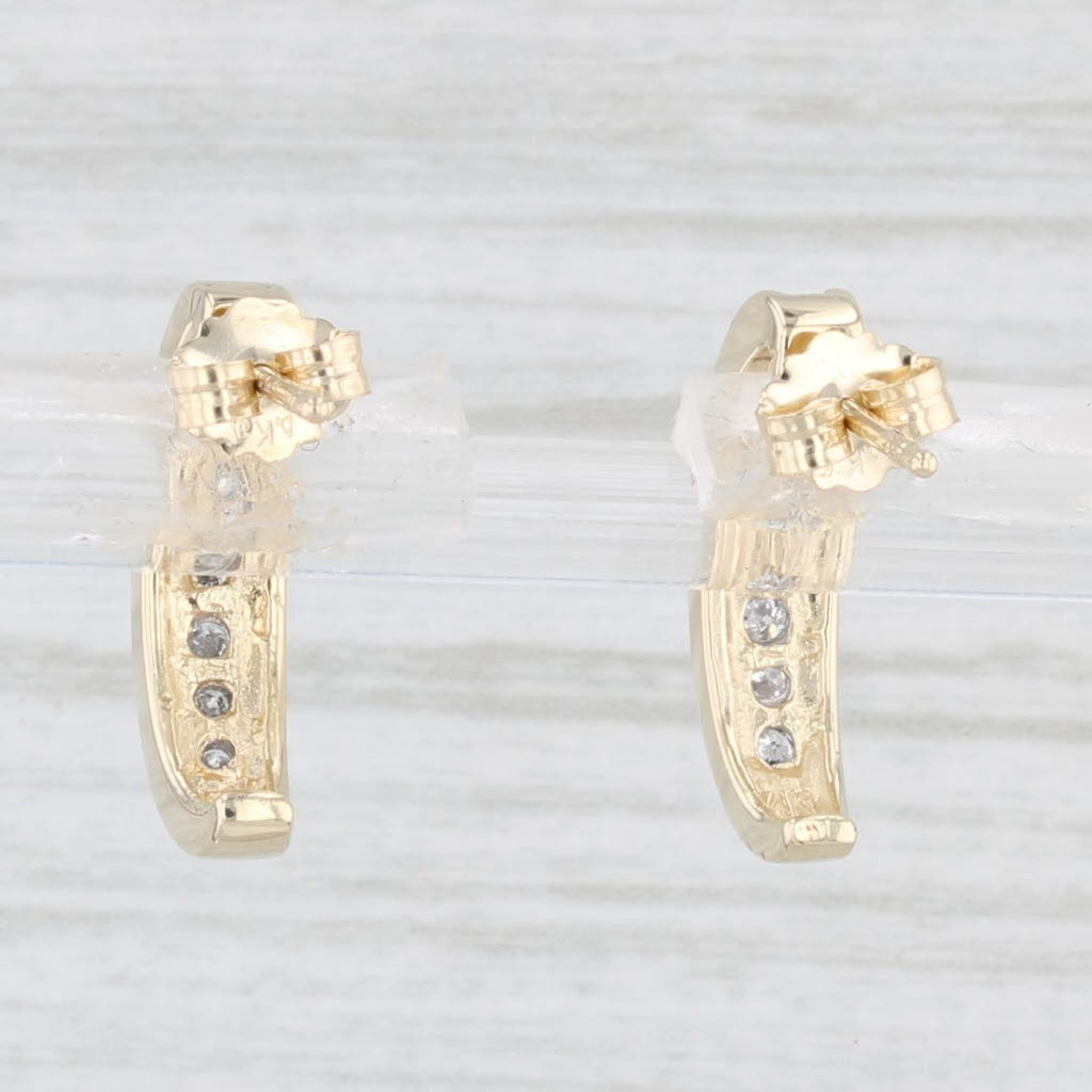 Light Gray 0.20ctw Diamond Journey J-Hook Earrings 14k Yellow Gold Pierced Drops