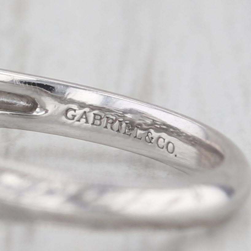 Gabriel & Co Pear Diamond Halo Engagement Ring 14k White Gold Size 5