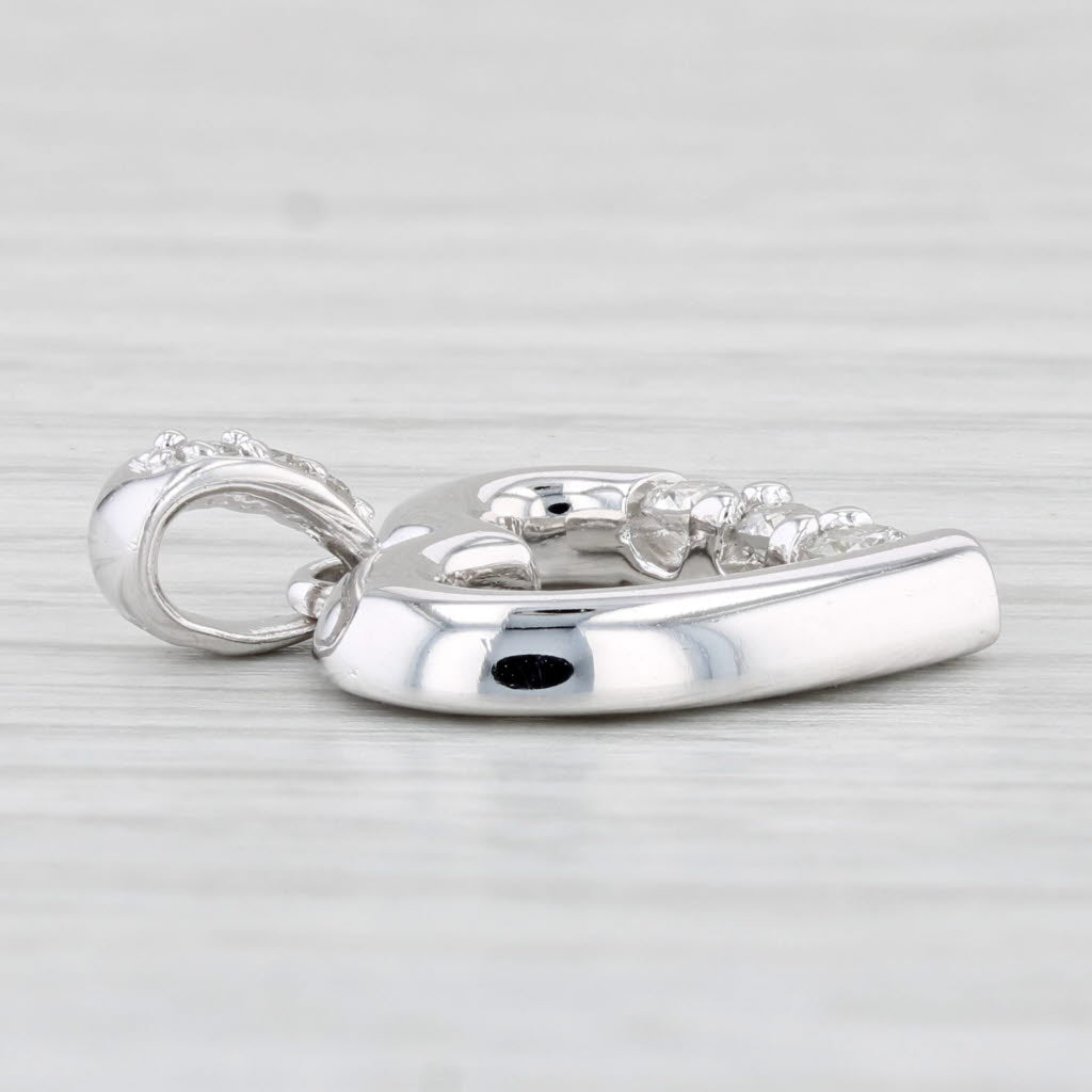 Light Gray 0.20ctw Diamond Open Heart Pendant 14k White Gold Drop