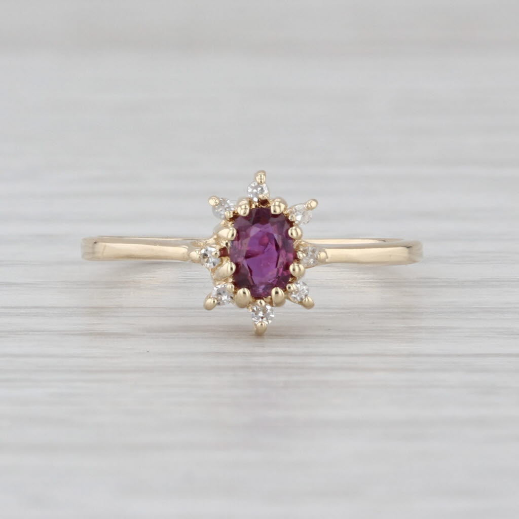 0.31ctw Ruby Diamond Halo Ring 14k Yellow Gold Size 6.25