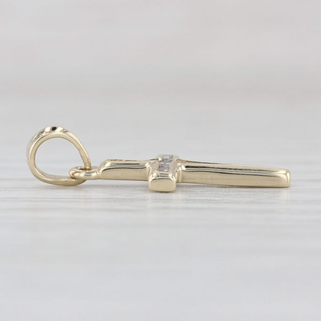 Small Diamond Cross Pendant 10k Yellow Gold