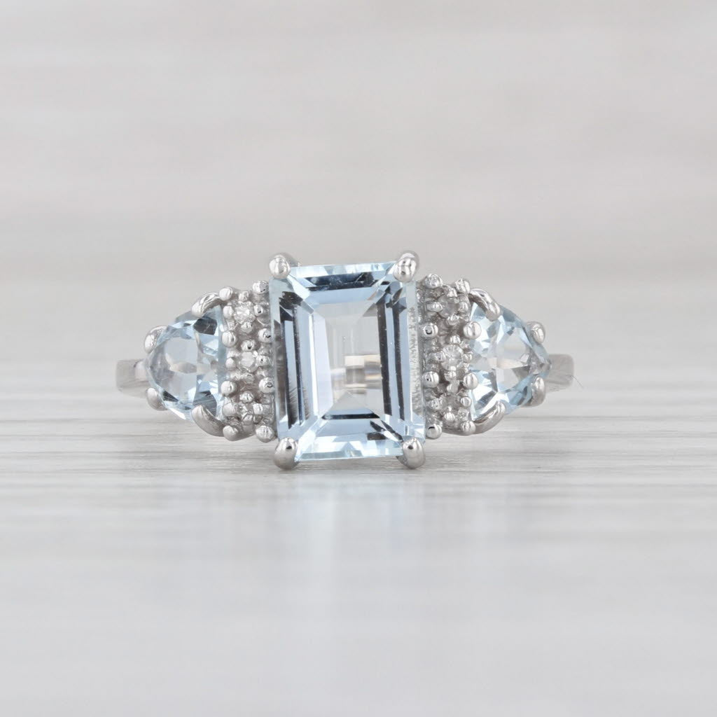 2.12ctw Aquamarine Diamond Ring 10k White Gold Size 7
