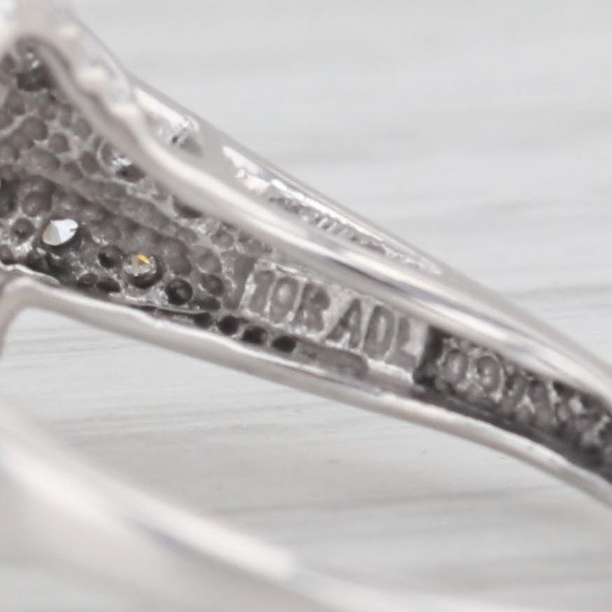 Light Gray 0.81ctw Marquise Blue Sapphire Diamond Bypass Ring 10k White Gold Size 5.25