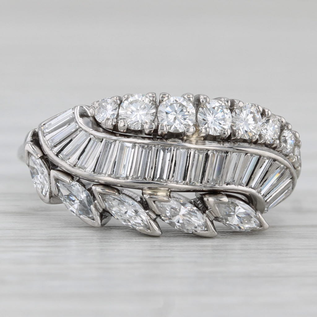 Gray Vintage 1.02ctw Diamond Ring Platinum Size 7 Bypass