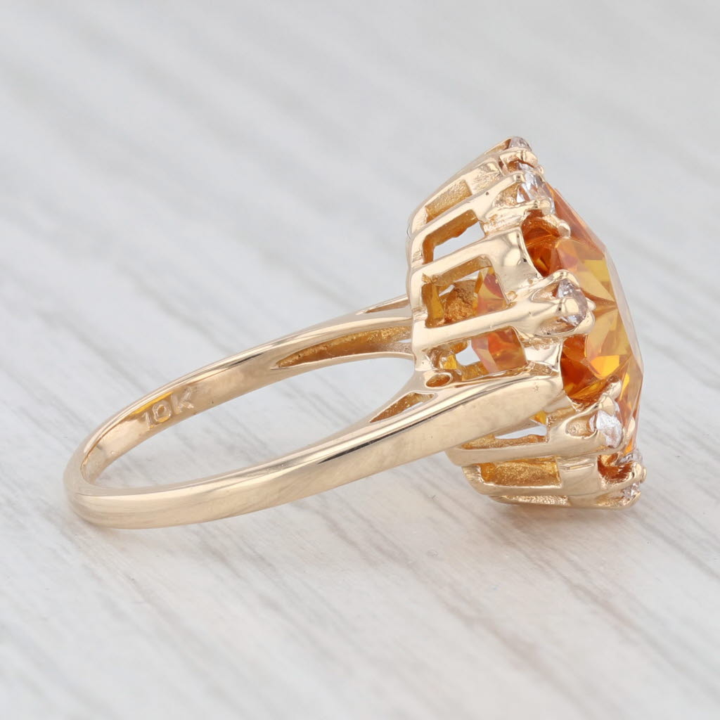 Light Gray Lab Created Yellow Orange Sapphire White Spinel 10k Yellow Gold Ring Size 5.75