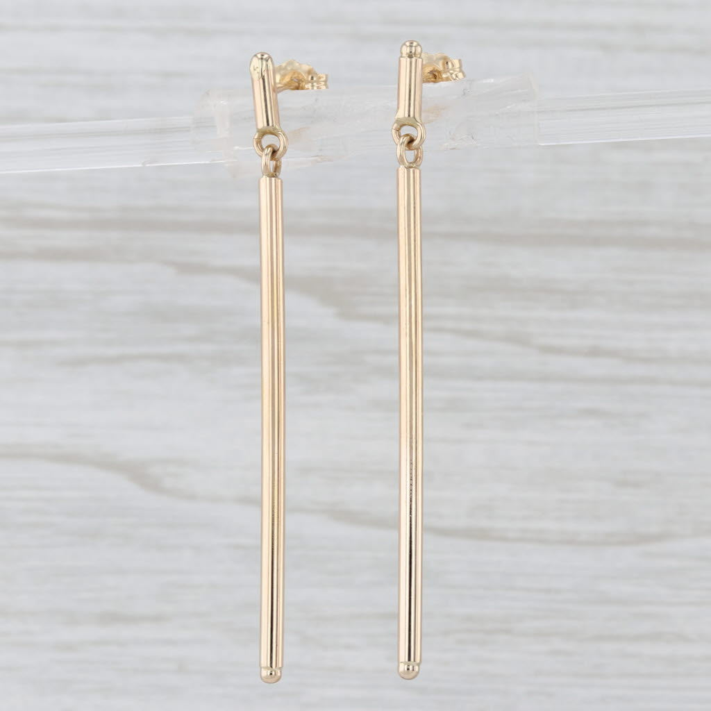 Bar Dangle Drop Earrings 14k Yellow Gold Pierced Dangles