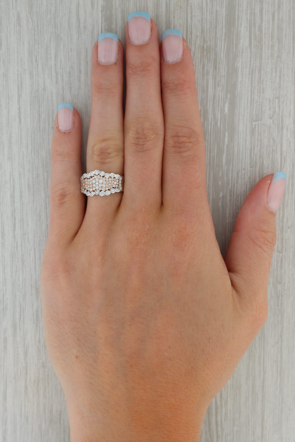 Rosy Brown New 0.80ctw Diamond Ring 14k Rose White Gold Size 7 Cluster