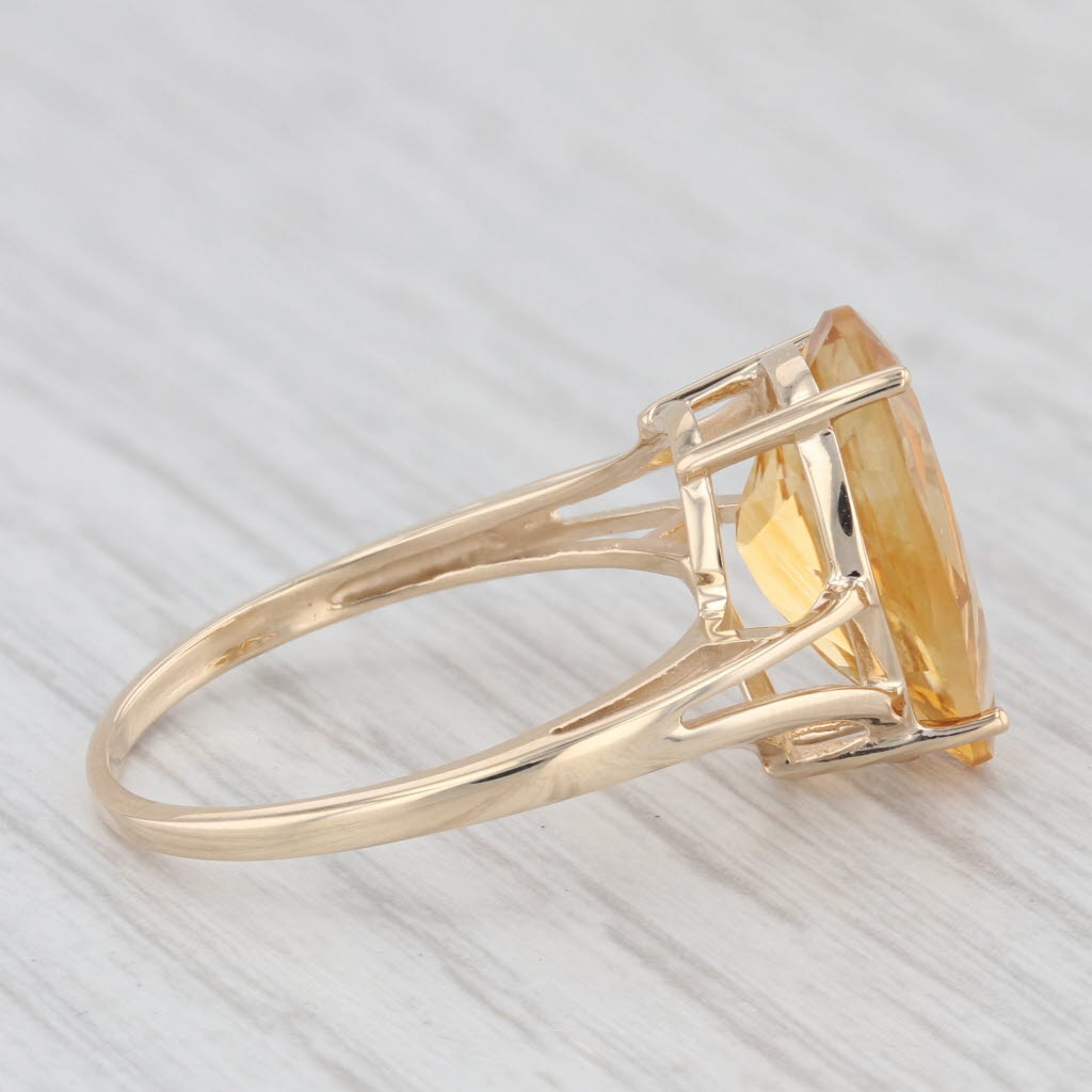 Light Gray 5.50ct Citrine Pear Solitaire Ring 10k Yellow Gold Size 9.25