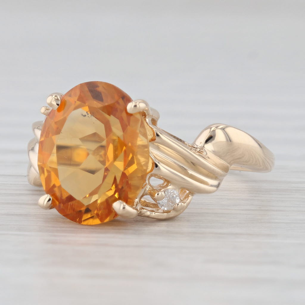Light Gray 4.24ctw Orange Oval Citrine Diamond Ring 14k Yellow Gold Size 8