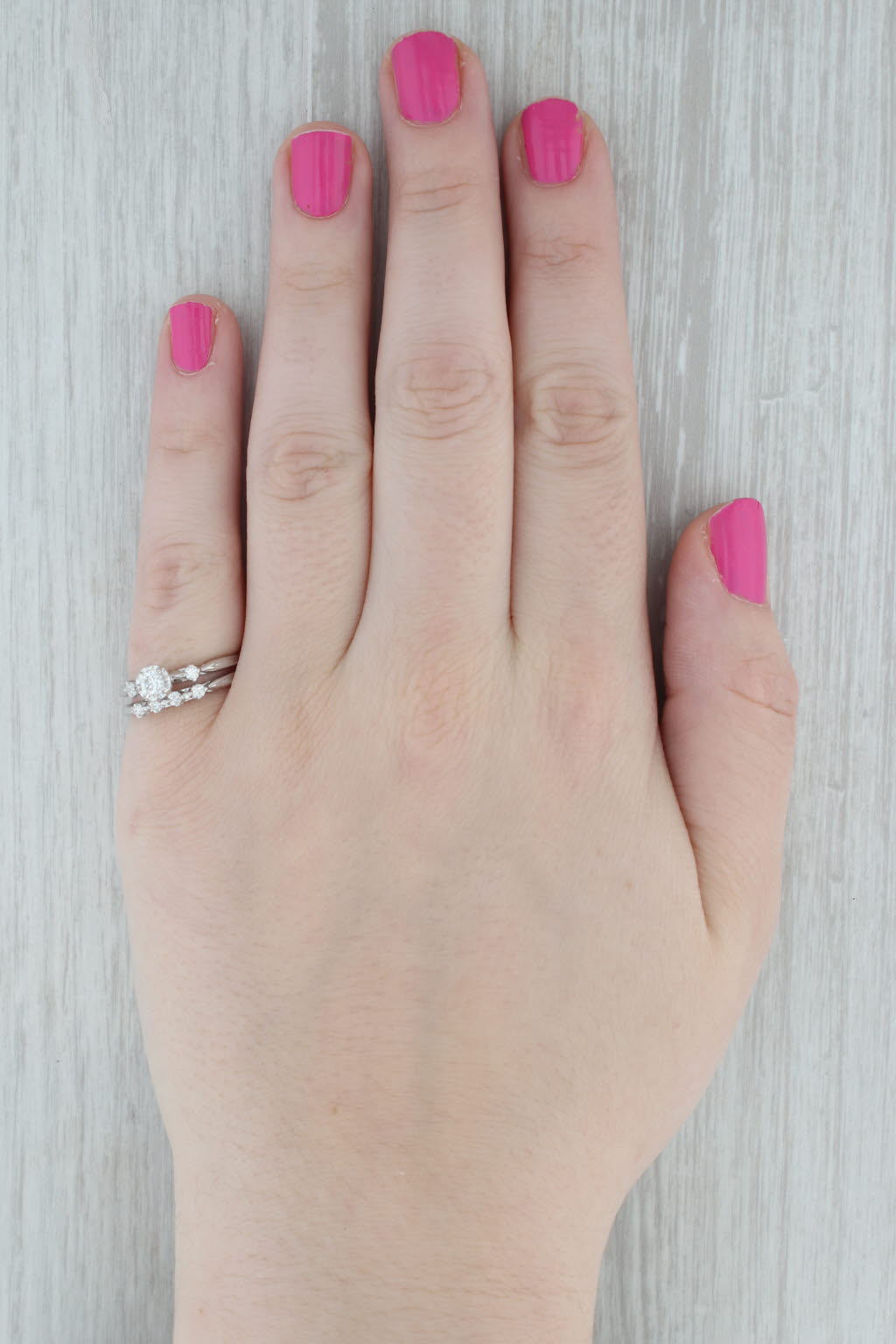 Gray 0.33ctw Diamond Engagement Ring Wedding Band Set 14k White Gold Vintage