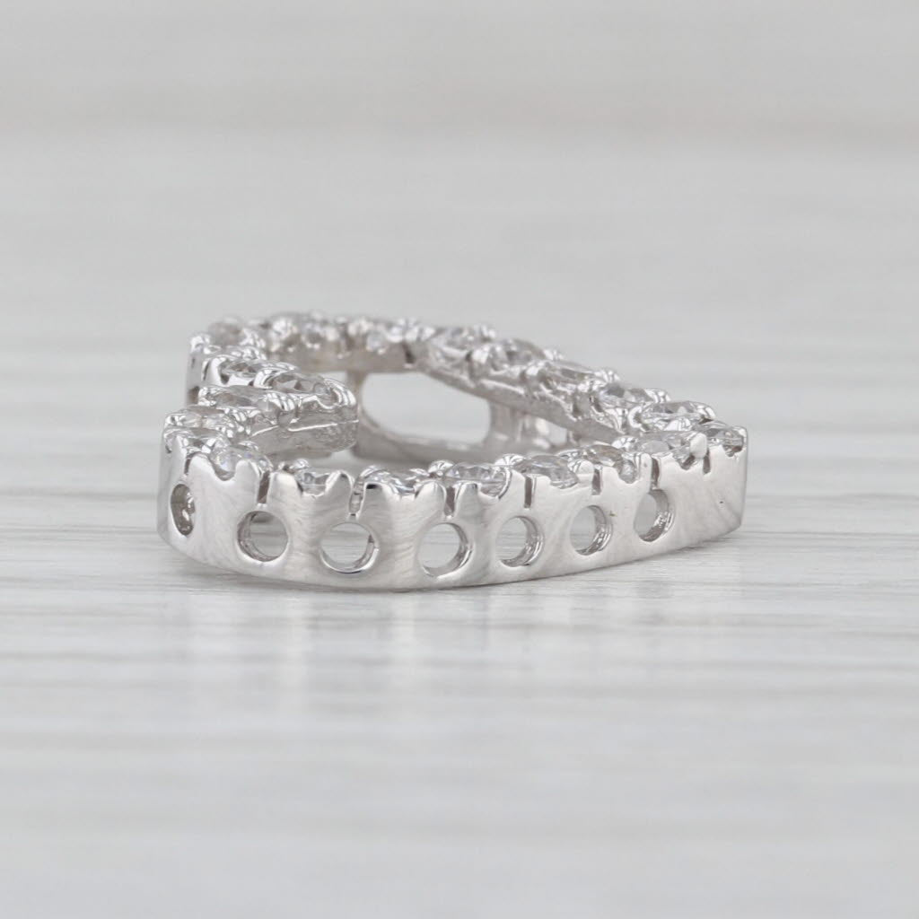 0.49ctw Cubic Zirconia Open Heart Pendant 14k White Gold Floating Drop