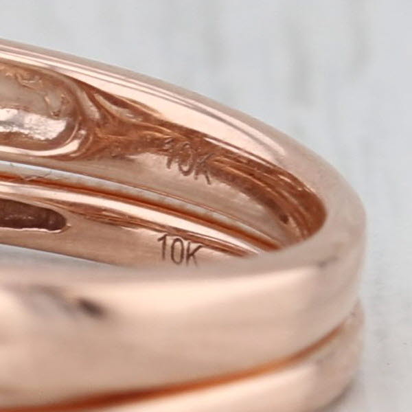 0.37ctw Pear Diamond Halo Engagement Ring Wedding Band Bridal Set 10k Rose Gold