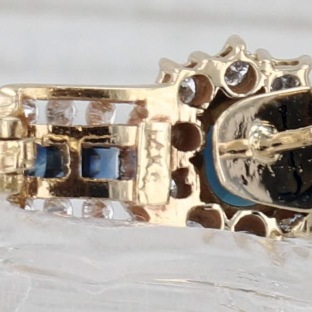 1.20ctw Blue Sapphire Diamond Hoop Earrings 14k Gold Hinged Snap Top Hoops