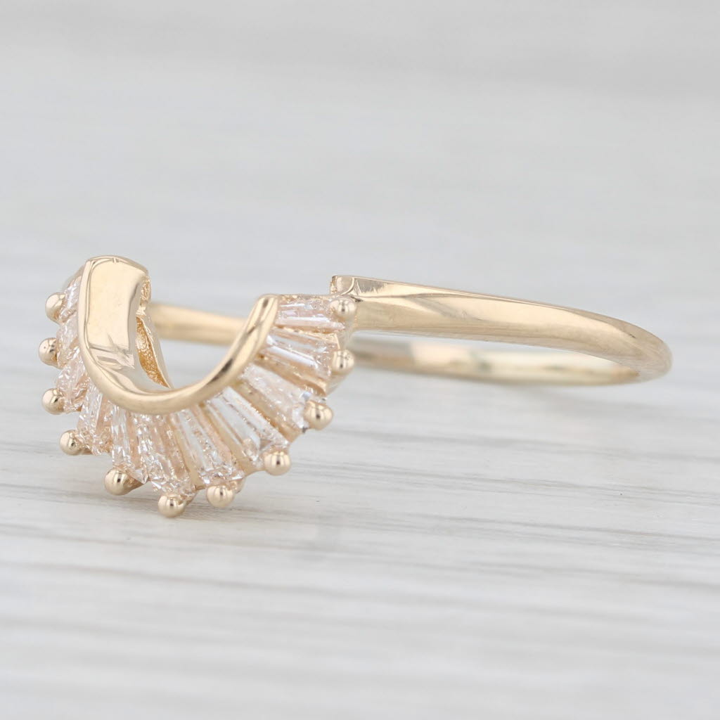 Light Gray 0.43ctw Diamond Baguette Ring Guard Enhancer 14k Yellow Gold Sz 10.25 Wedding