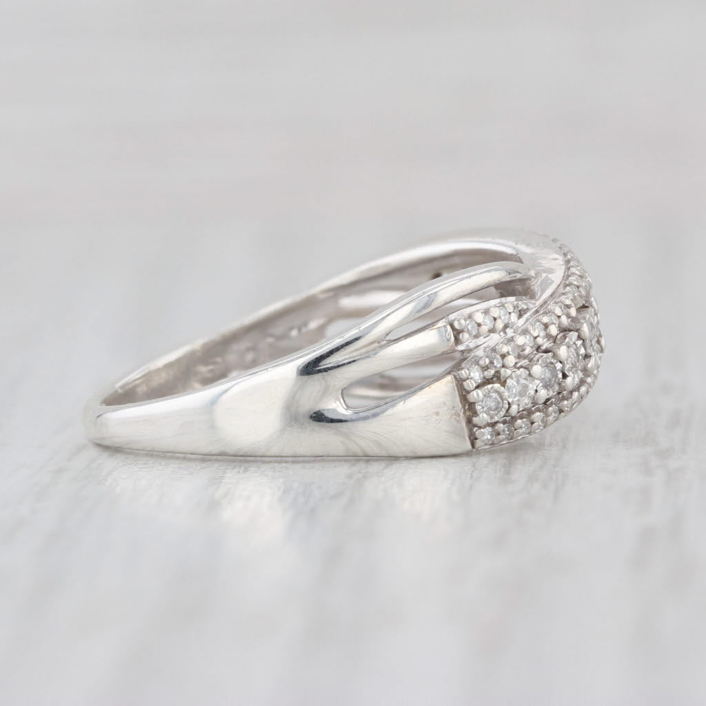 0.12ctw Diamond Crossover Ring Sterling Silver Size 7.25 Stackable Band