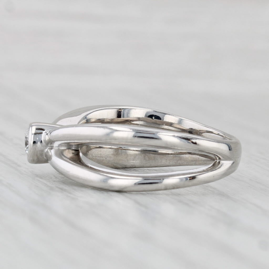 Light Gray 0.15ct Diamond Solitaire Ring 14k White Gold Size 6.75-7