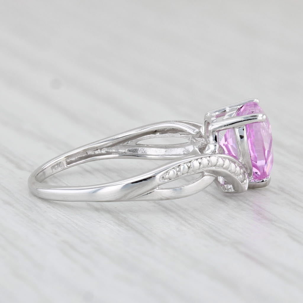 Light Gray 1.80ct Lab Created Sapphire Pink Heart Ring 10k White Gold Sz 6 Diamond Accents