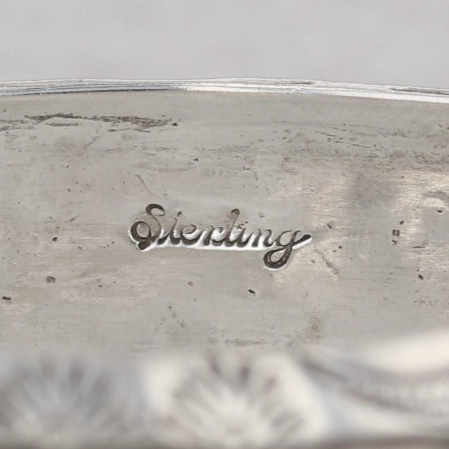 Dark Gray Vintage Native American Cuff Bracelet Sterling Silver Tribal Designs 7"