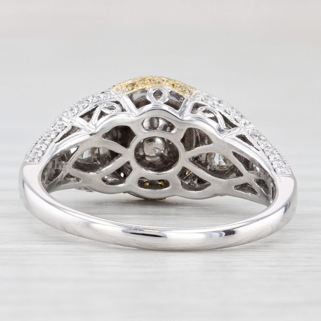 Light Gray 1.87ctw White Yellow Diamond Halo Engagement Ring 18k White Gold Size 8 GIA