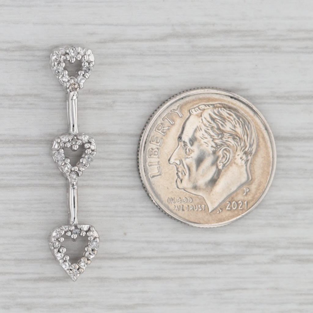 Gray Diamond Hearts Journey Pendant 10k White Gold