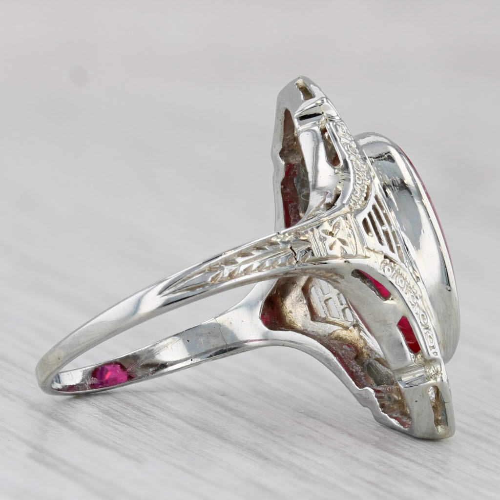 Gray Art Deco 5.23ctw Lab Created Ruby Diamond Ring 18k White Gold Size 6