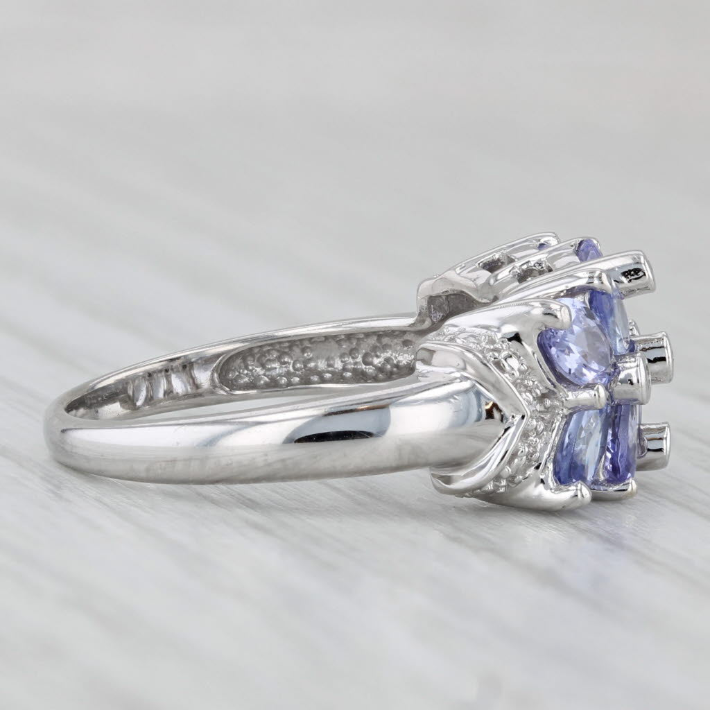 Light Gray 2.02ctw Tanzanite Diamond Cluster Ring 10k White Gold Size 7