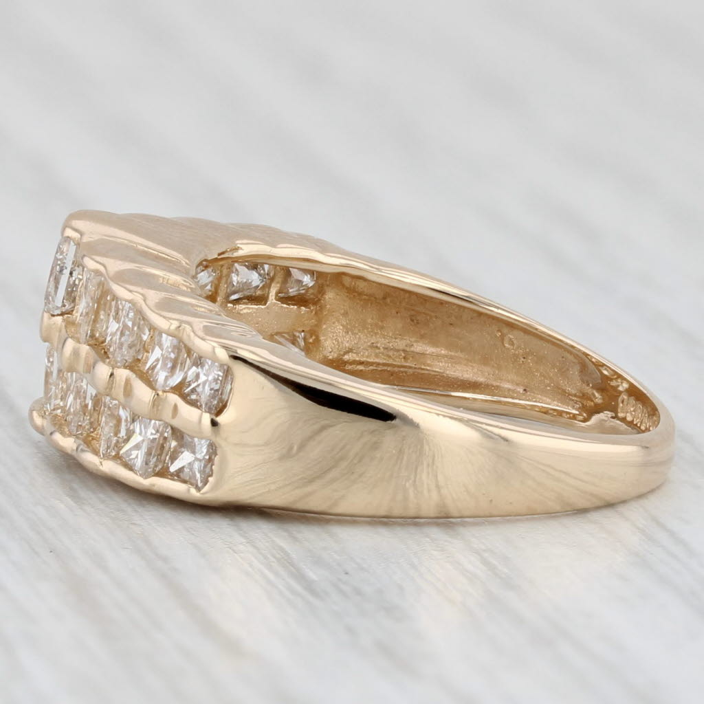 Light Gray 1.80ctw Princess Diamond Tiered Ring 14k Yellow Gold Size 6.5 Stackable